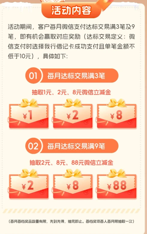 成都银行月月刷,微信支付月月刷 消费得微信立减金（24年5月活动）