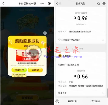 神州车友会微信小程序福利转一夏抽0.18-88.8元微信红包 亲测中0.56元