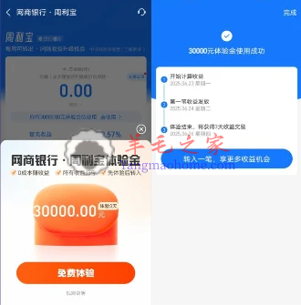 支付宝网商银行10周年领3万元体验金 3天收益6元左右可提现